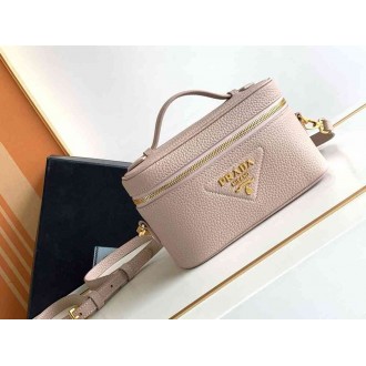 Prada Mini Vanity Bag in Light Pink Grained Leather