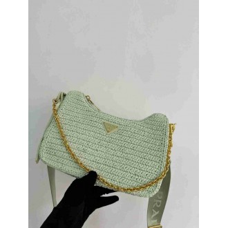Prada Re-Edition 2005 Crochet Bag in Aqua Raffia