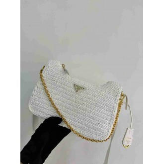 Prada Re-Edition 2005 Crochet Bag in White Raffia