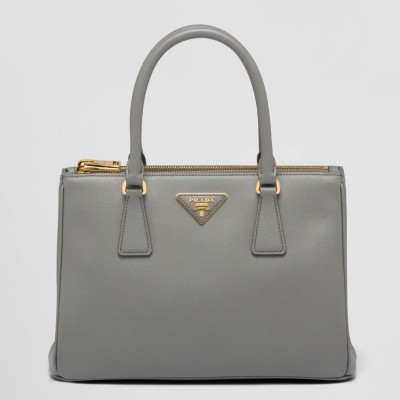 Prada Small Galleria Bag In Grey Saffiano Leather