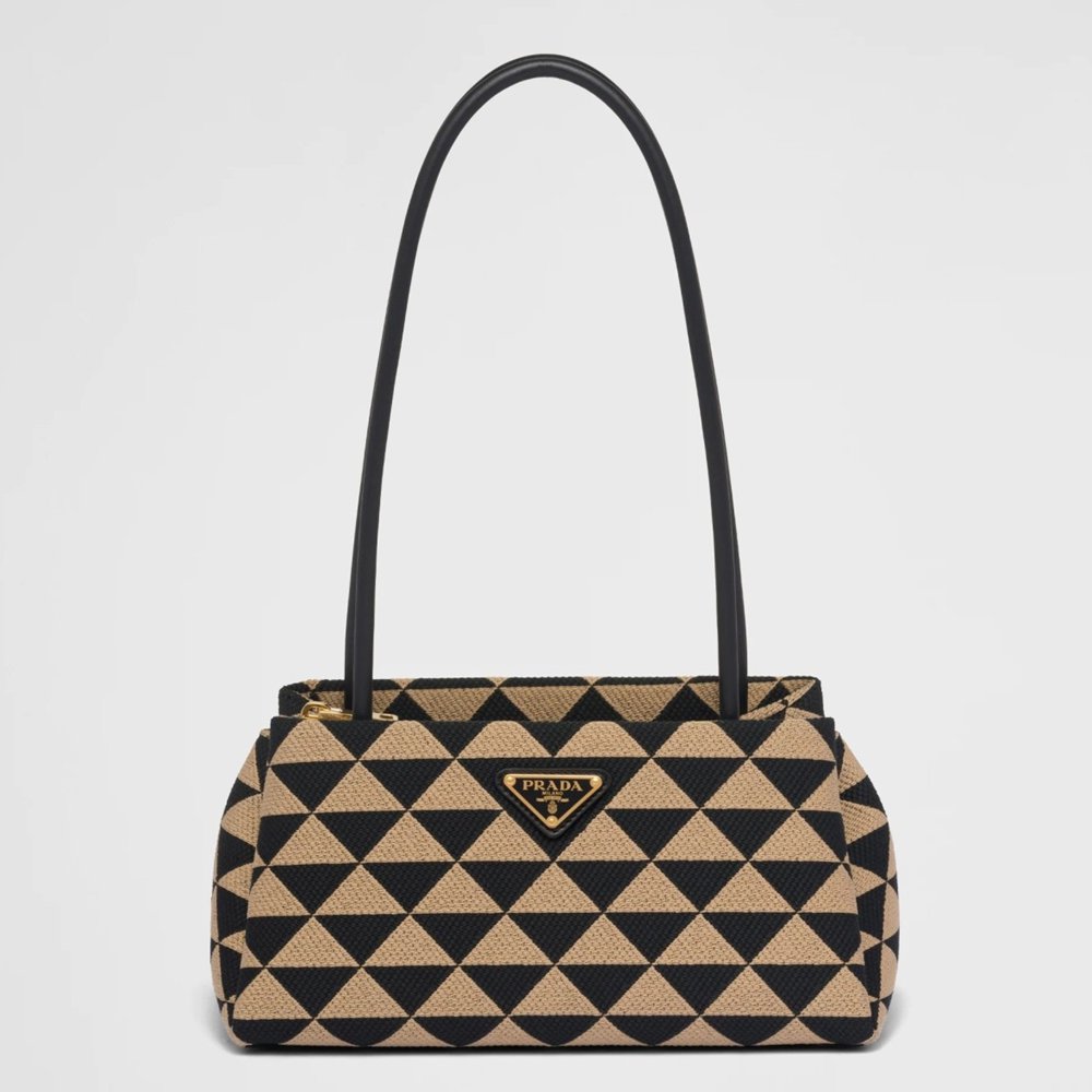 Prada Supernova Small Shoulder Bag In Black Beige Fabric
