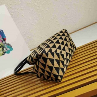 Prada Supernova Small Shoulder Bag In Black Beige Fabric