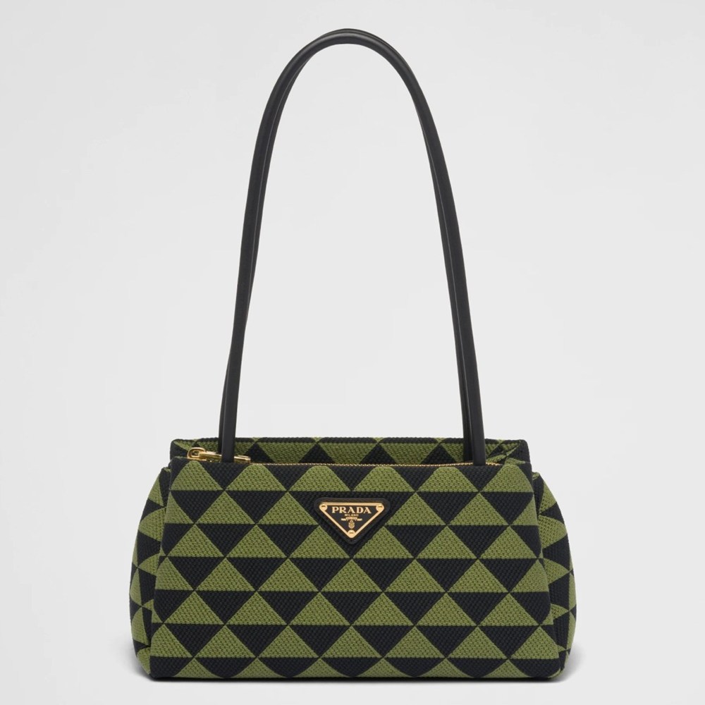 Prada Supernova Small Shoulder Bag In Black Green Fabric