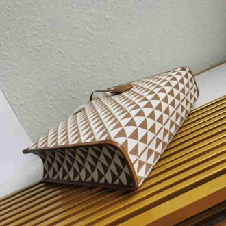 Prada Symbole Large Bag In White Brown Jjacquard Fabric