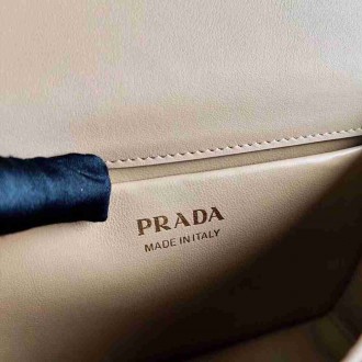 Prada Symbole Shoulder Bag In Beige Saffiano Leather