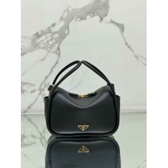 Prada Top Handle Bag in Black Grained Leather