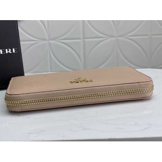 Prada Zip Around Wallet in Powder Pink Saffiano Calfskin