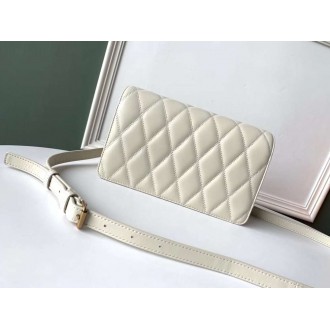 Saint Laurent Angie Chain Bag In White Diamond Lambskin