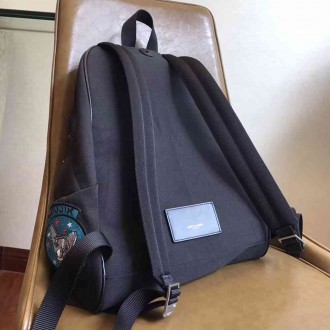 Saint Laurent Black City Backpack With Patches