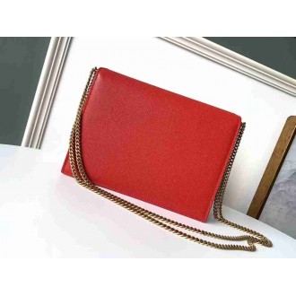 Saint Laurent Cassandra Clasp Bag In Red Grained Leather