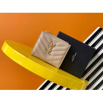 Saint Laurent Cassandre Bi-fold Wallet in Beige Matelasse Leather