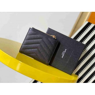 Saint Laurent Cassandre Bi-fold Wallet in Black Matelasse Leather