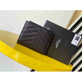Saint Laurent Cassandre Bi-fold Wallet in Noir Matelasse Leather