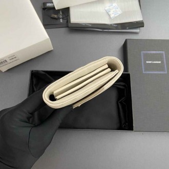 Saint Laurent Cassandre Large Flap Wallet in White Matelasse Leather