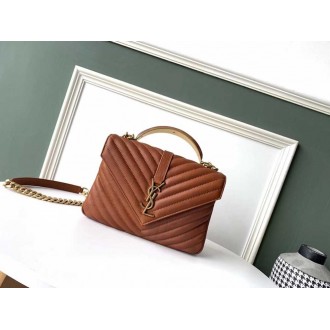 Saint Laurent College Medium Bag In Brown Matelasse Leather