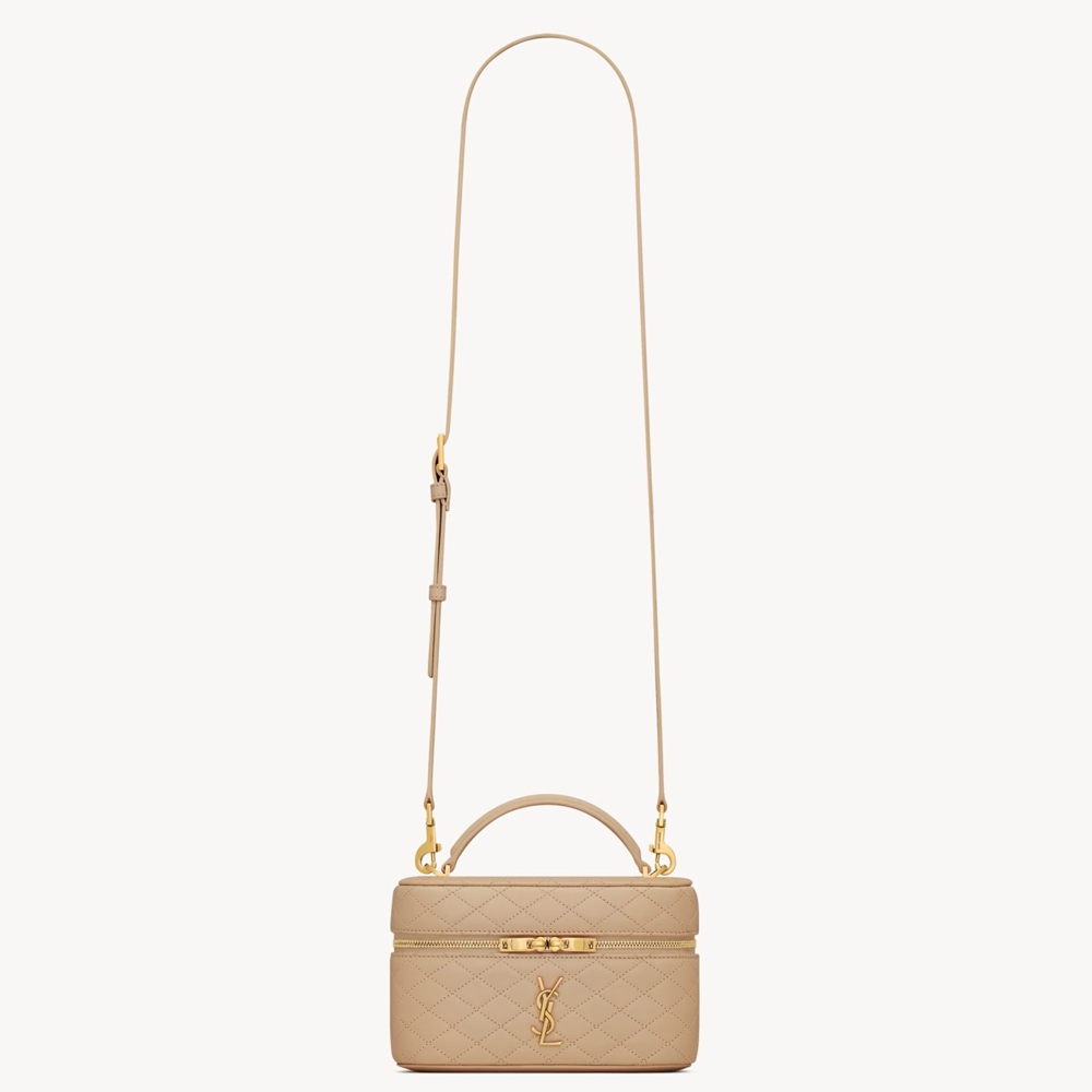 Saint Laurent Gaby Mini Vanity Bag in Beige Lambskin