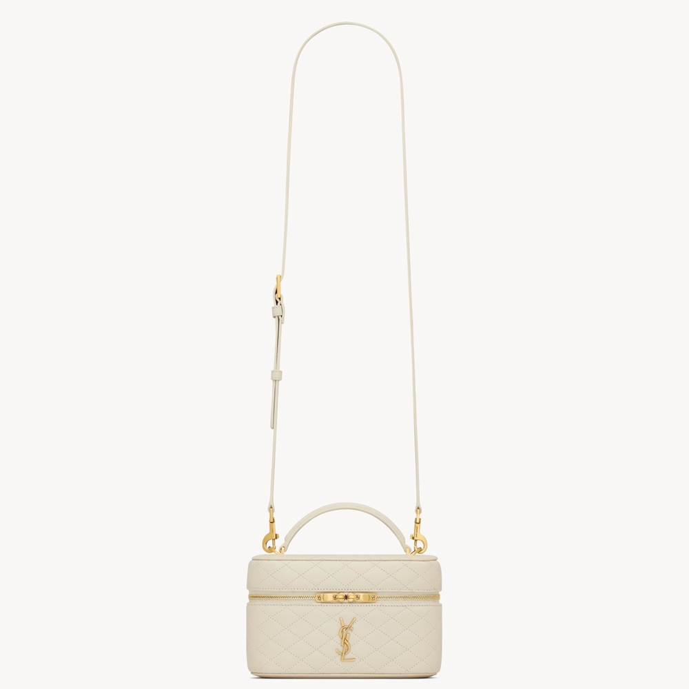 Saint Laurent Gaby Mini Vanity Bag in White Lambskin
