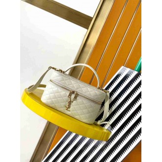 Saint Laurent Gaby Mini Vanity Bag in White Lambskin