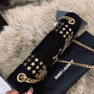 Saint Laurent Kate Small Bag In Black Suede With Star Studs