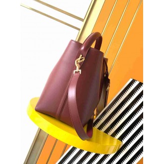 Saint Laurent Le 37 Large Bucket Bag in Burgundy Leather