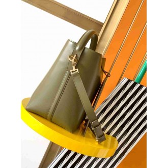 Saint Laurent Le 37 Large Bucket Bag in Dark Green Leather