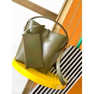Saint Laurent Le 37 Large Bucket Bag in Dark Green Leather