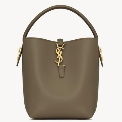 Saint Laurent Le 37 Small Bucket Bag in Dark Green Leather