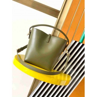 Saint Laurent Le 37 Small Bucket Bag in Dark Green Leather
