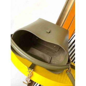 Saint Laurent Le 37 Small Bucket Bag in Dark Green Leather