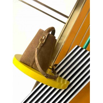 Saint Laurent Le 37 Small Bucket Bag in Golden Leaf Suede Leather