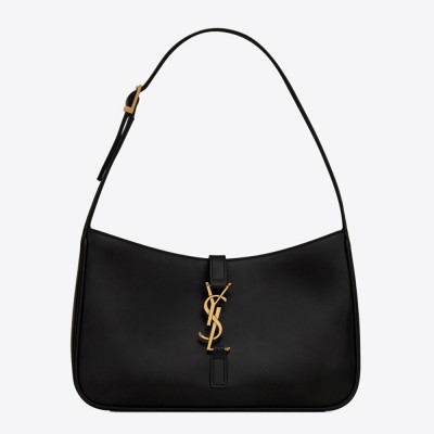 Saint Laurent Le 5 a 7 Hobo Bag In Black Leather