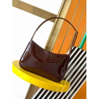 Saint Laurent Le 5 a 7 Hobo Bag in Bordeaux Patent Calfskin