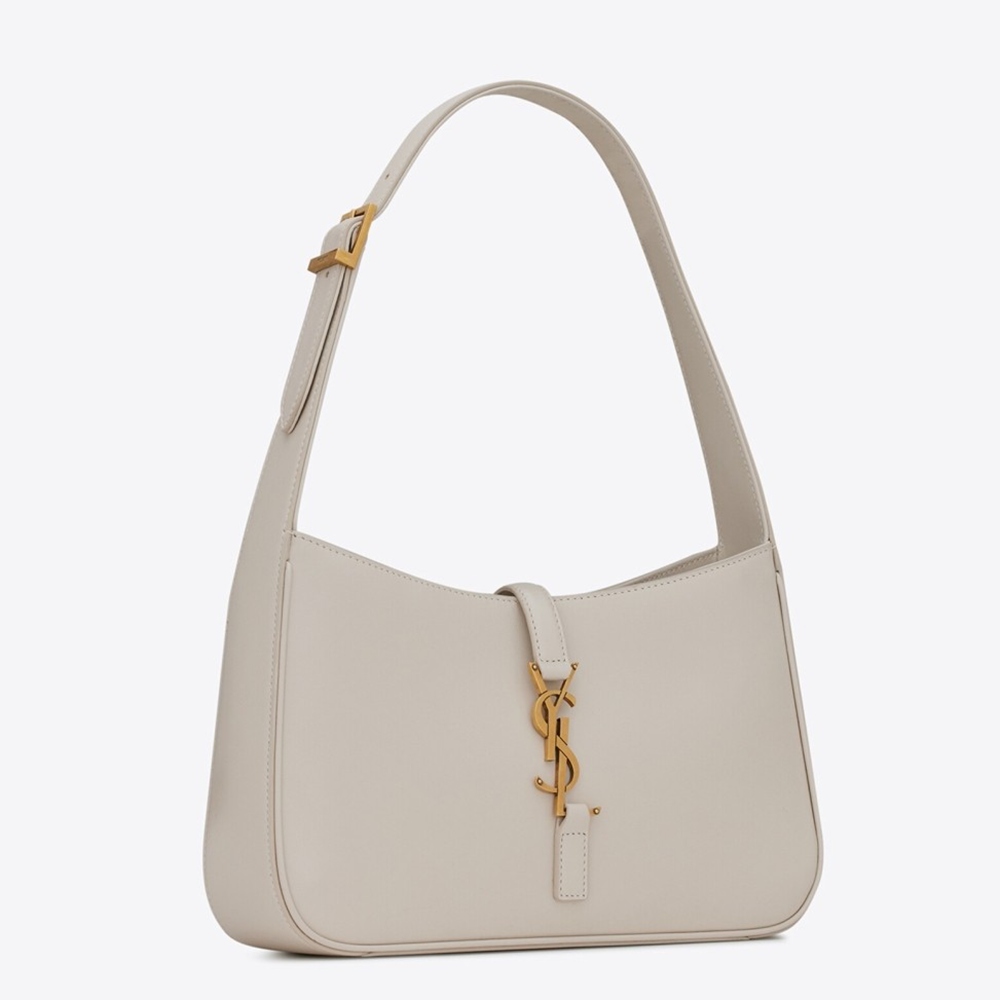 Saint Laurent Le 5 a 7 Hobo Bag In White Leather