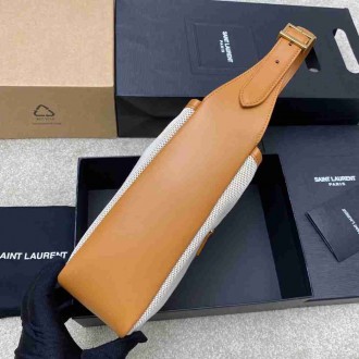 Saint Laurent Le 5 a 7 Small Shoulder Bag in Canvas and Leather