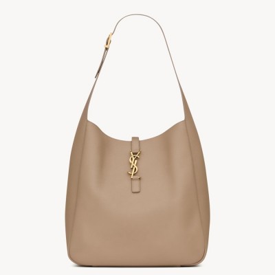 Saint Laurent Le 5 a 7 Soft Large Shoulder Bag in Grey Leather