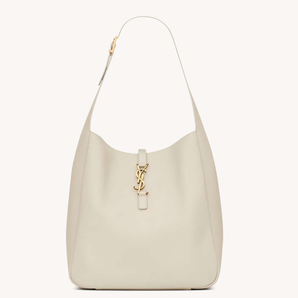 Saint Laurent Le 5 a 7 Soft Large Shoulder Bag in White Leather