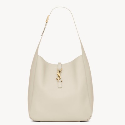 Saint Laurent Le 5 a 7 Soft Large Shoulder Bag in White Leather