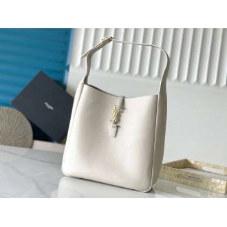 Saint Laurent Le 5 a 7 Soft Large Shoulder Bag in White Leather