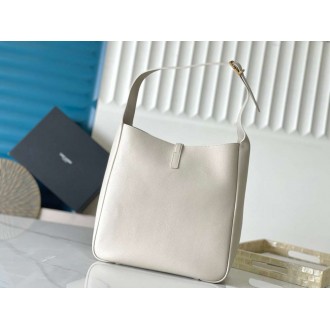 Saint Laurent Le 5 a 7 Soft Large Shoulder Bag in White Leather