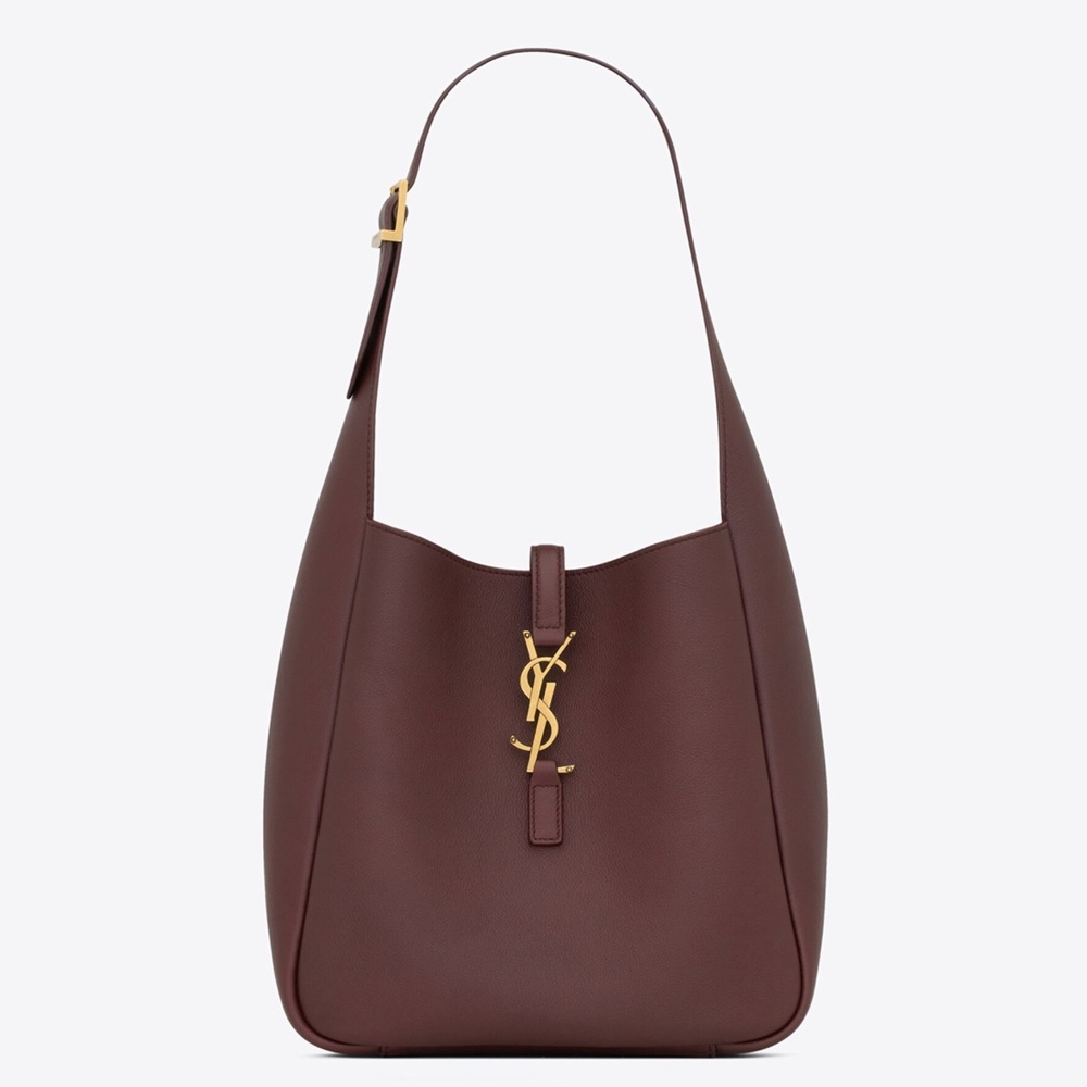 Saint Laurent Le 5 a 7 Soft Small Shoulder Bag in Bordeaux Leather