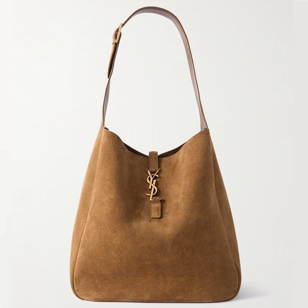 Saint Laurent Le 5 a 7 Supple Large Hobo Bag in Brown Suede Leather
