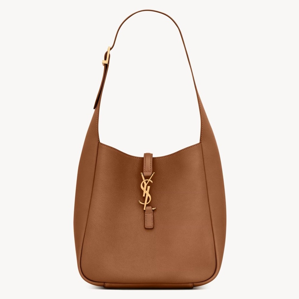 Saint Laurent Le 5 a 7 Supple Small Hobo Bag in Brown Leather