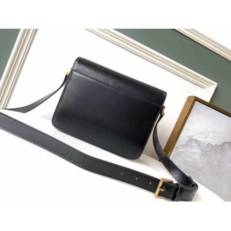 Saint Laurent LE 61 Medium Saddle Bag In Black Leather
