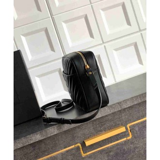 Saint Laurent Lou Camera Bag in Black Quilted Calfskin