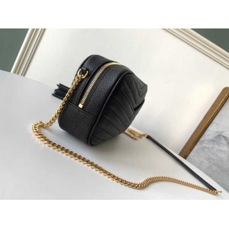 Saint Laurent Lou Mini Bag In Black Grained Leather