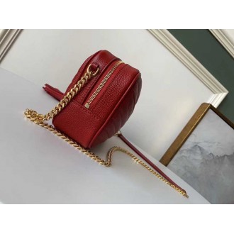 Saint Laurent Lou Mini Bag In Red Grained Leather