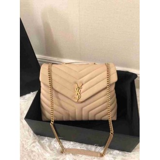 Saint Laurent Loulou Medium Bag In Beige Matelasse Leather