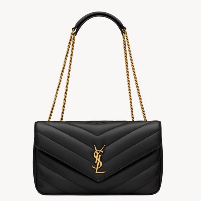 Saint Laurent LouLou Medium Bag in Black Matelasse Lambskin