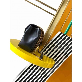 Saint Laurent LouLou Medium Bag in Black Matelasse Lambskin