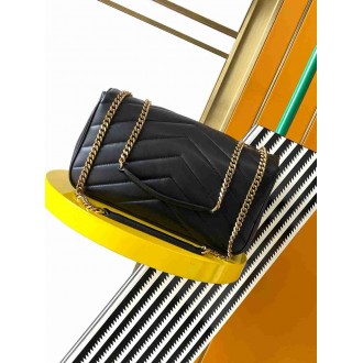 Saint Laurent LouLou Medium Bag in Black Matelasse Lambskin